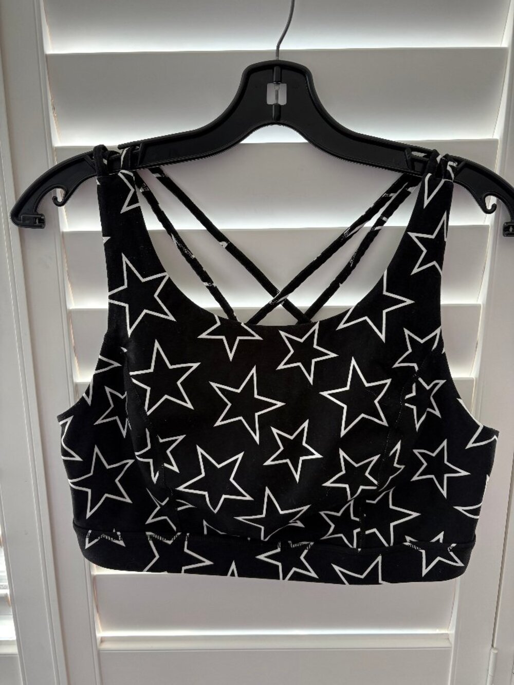 Torrid Active Sports Bra With Crisscross Back Black with White Stars Size 2